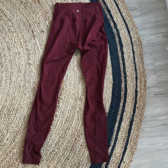Lululemon Burgundy Leggings with Polka dot mesh - Picture 5 of 9